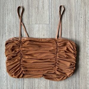 SHEIN Brown Ruched Crop Top